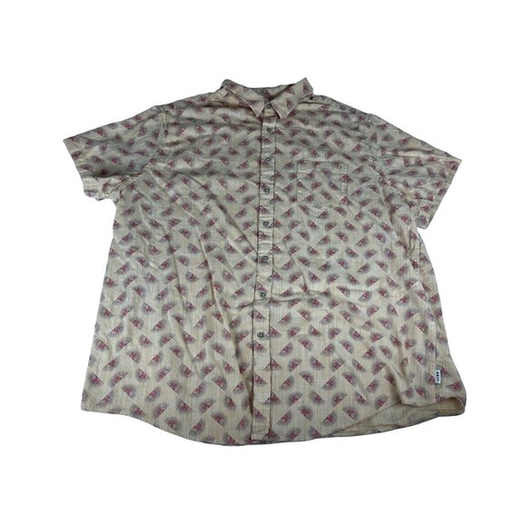 Rowm Men's Shirt Top Yellow Sun Print Short Sleeve Button Up Cotton Collar 3XB - Picture 1 of 6